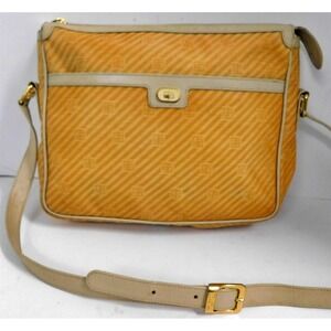 Emilio Pucci Vintage‎ Yellow Beige Logo Crossbody Bag Italy Rare